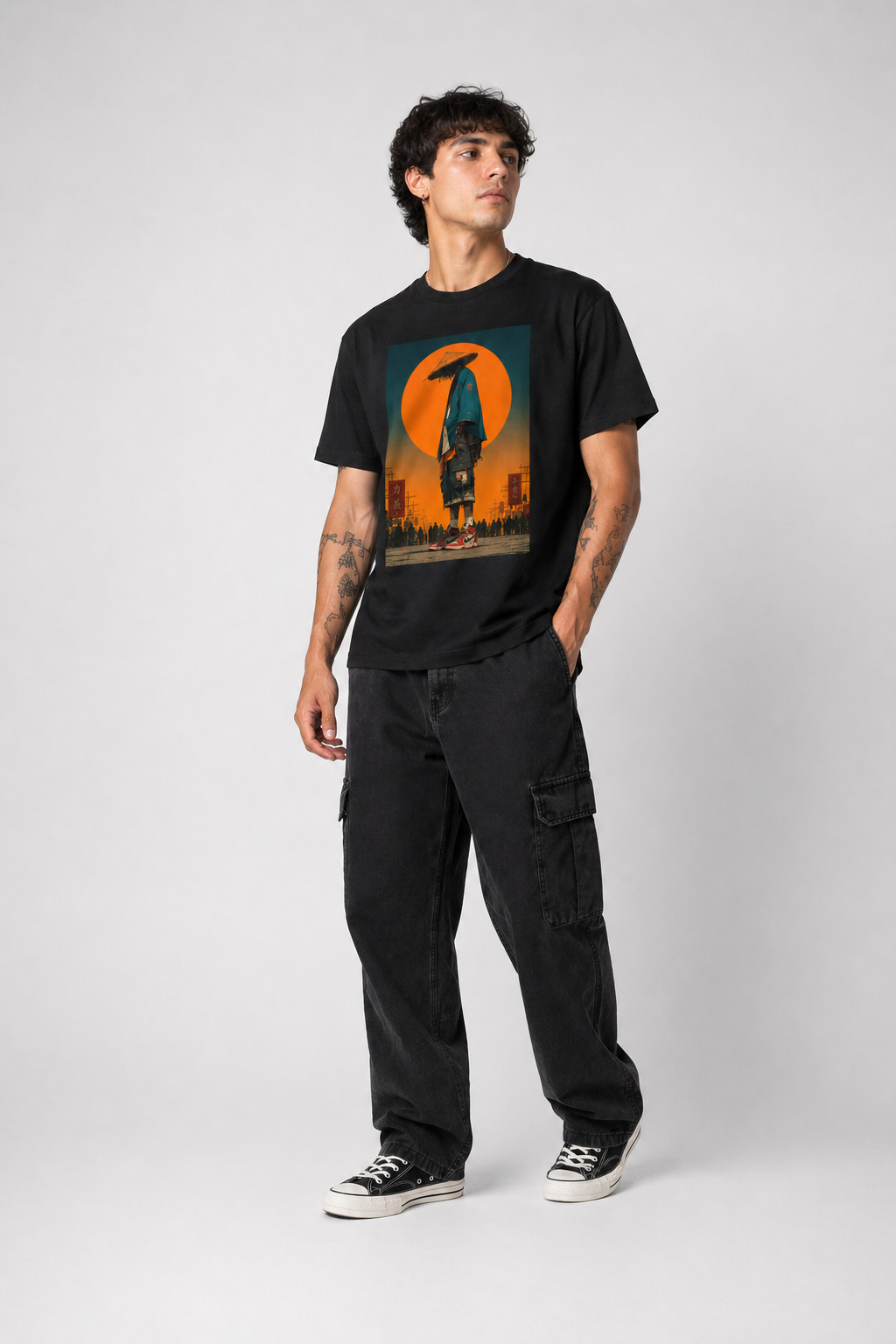 Unisex Graphic Black T-Shirt Cyberpunk Streetwear Loose Fit Japanese Anime Tee gallery