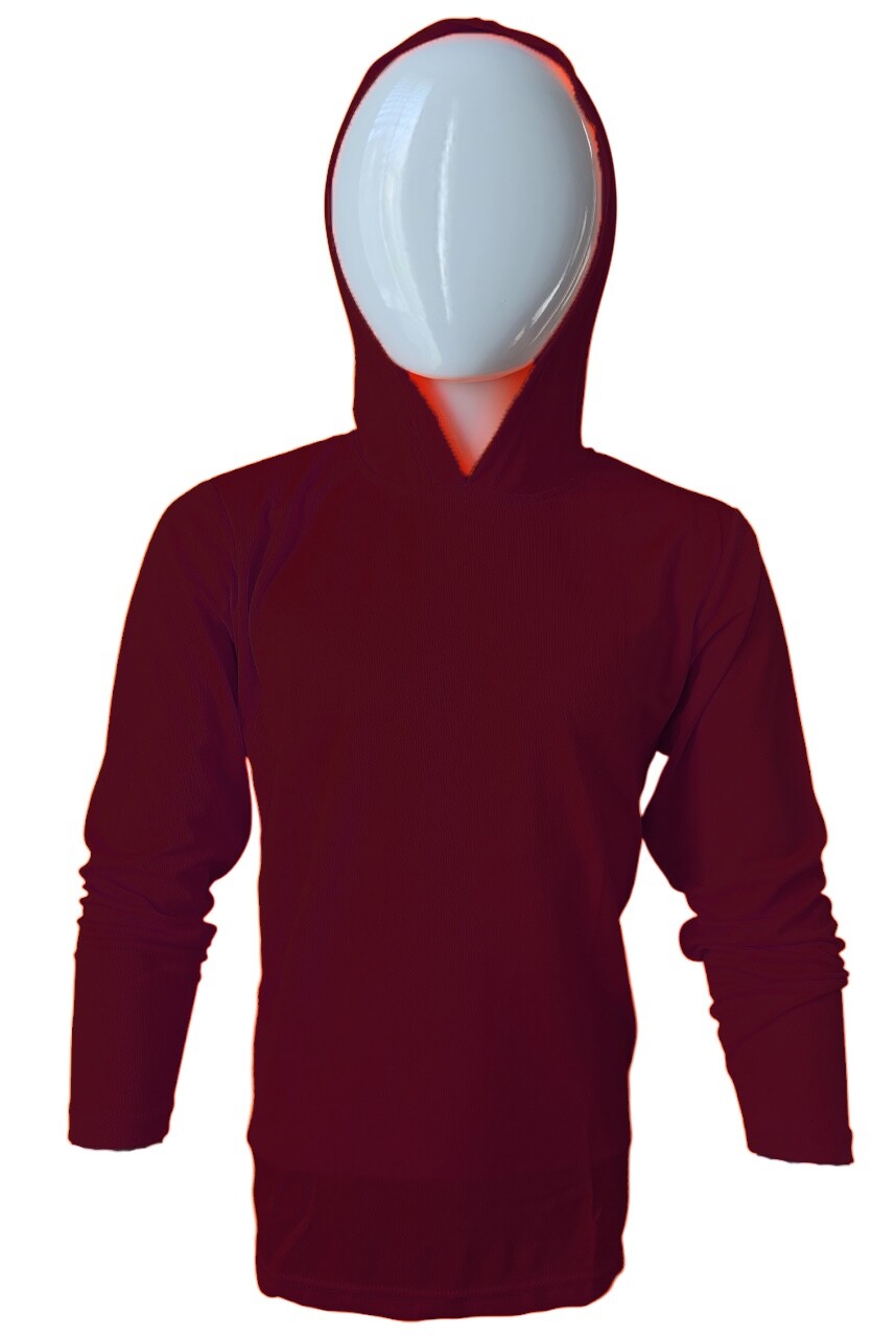 DRI-FIT Hoodie Long Sleeve T-Shirts, UPF 50+ Sun Protection Hooded BURGUNDY gallery