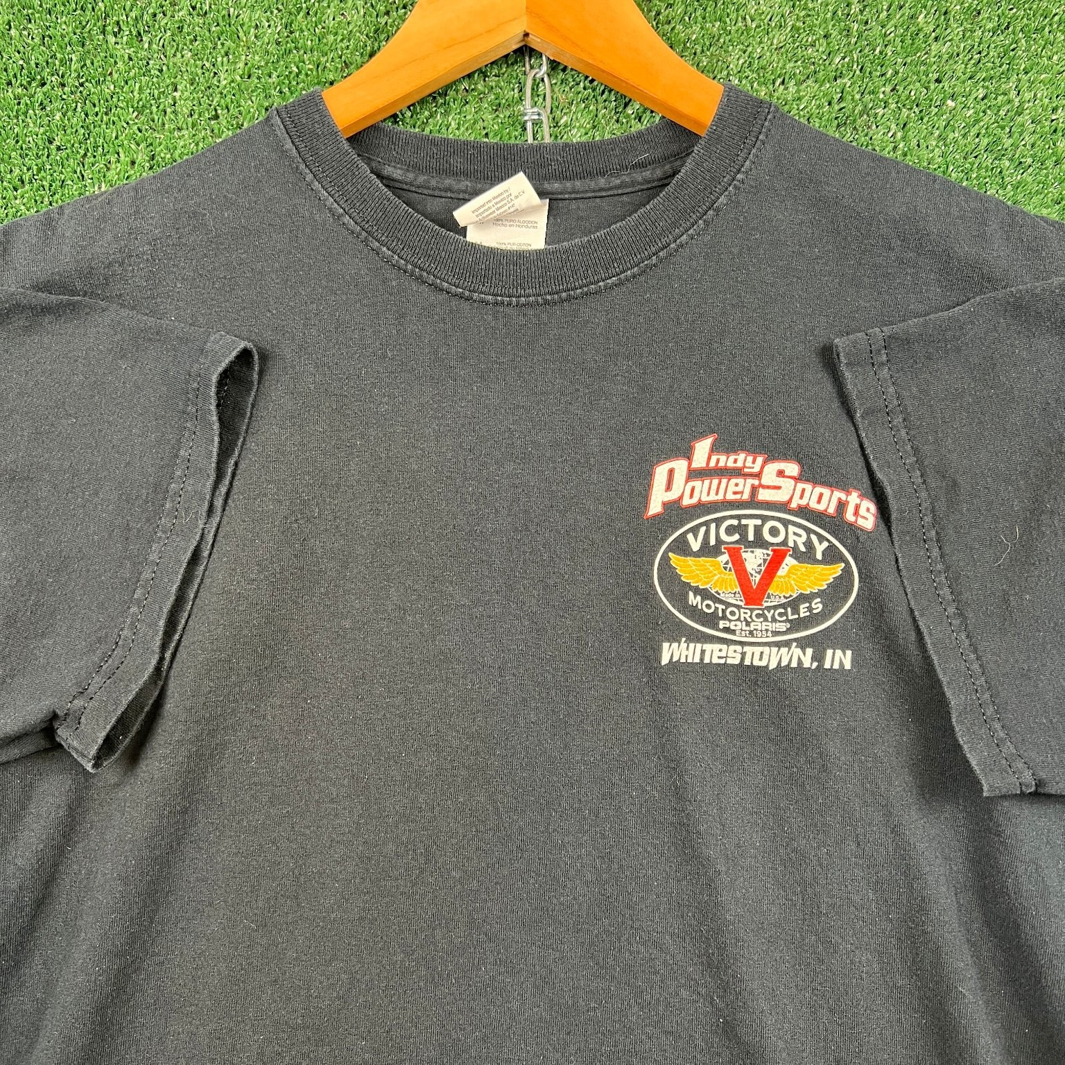 VTG Victory Motorcycles T-Shirt Mens M Black Indy Power Sports Flame Tribal Y2K