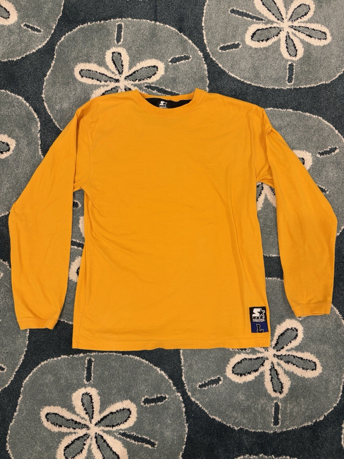 Vintage Team Starter Blank Yellow Long Sleeve Pull Over Size Large