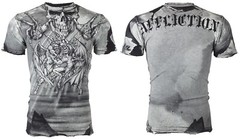 $58 AFFLICTION Black PUPPET MASTER Short Sleeve Slim Fit Y2K MMA Elite T-shirt