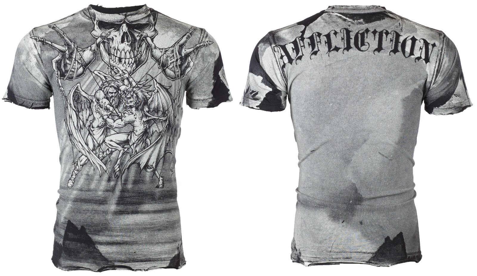 $58 AFFLICTION Black PUPPET MASTER Short Sleeve Slim Fit Y2K MMA Elite T-shirt gallery