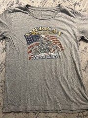 Tultex Softstyle Men’s XL Gray Crew Neck USA Motorcycle Skeleton Graphic Tee