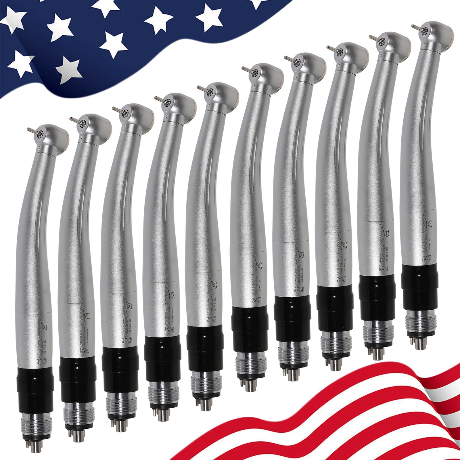 10 PCS NSK Style Dental High Speed Turbine Handpiece with Quick Coupler 4Hole M4