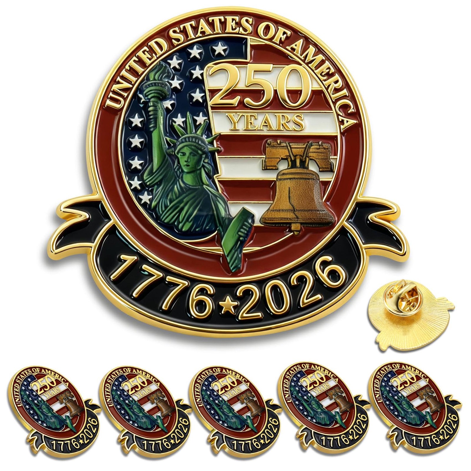 250 Anniversary USA Lapel Pin 10Pcs 1.3inch Enamel US Patriot Collectible Acc... gallery