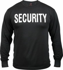 Black SECURITY Double Sided Long Sleeve T-Shirt Raid Bouncer Security Guard Tee