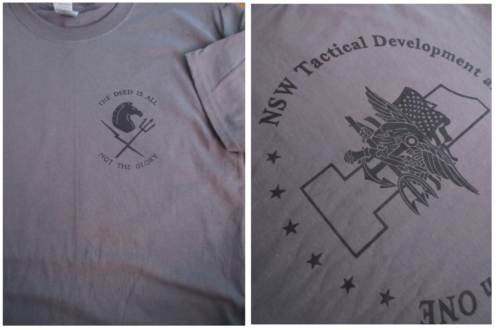 Navy Seals Black Squadron Devgru Silk Screened T-Shirt Gray Large US 6oz gallery