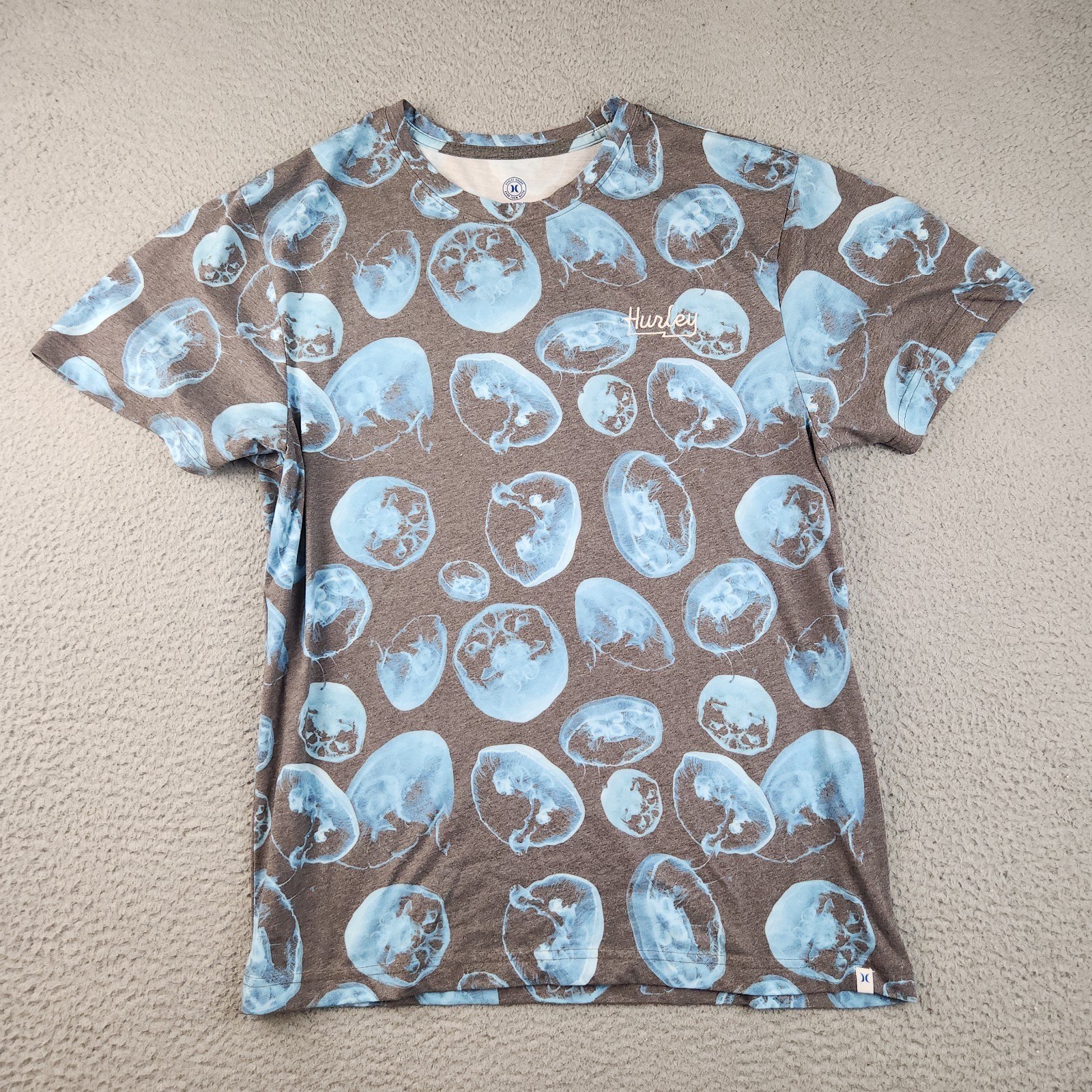 Hurley Jelly Fish Sublimated Shirt All Over Print Ultra Soft Men's Medium Surf gallery