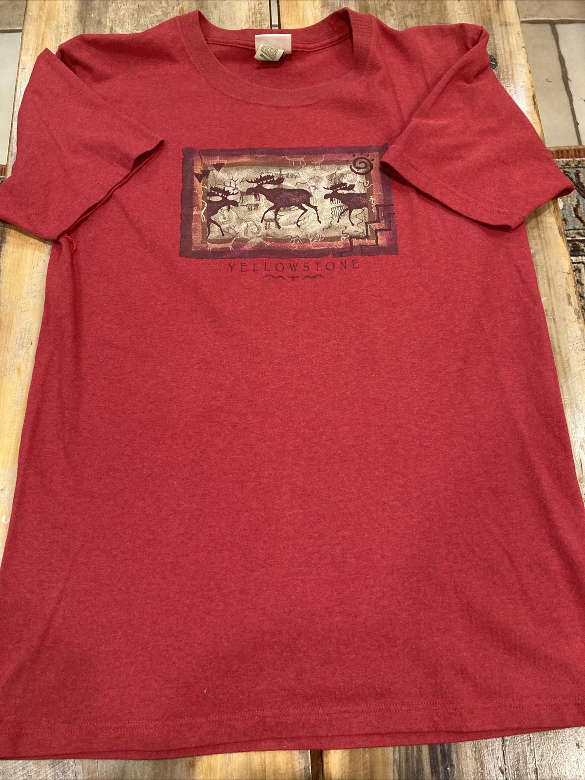 Vintage Yellowstone Moose Eco Mountain Size Medium Red T-Shirt