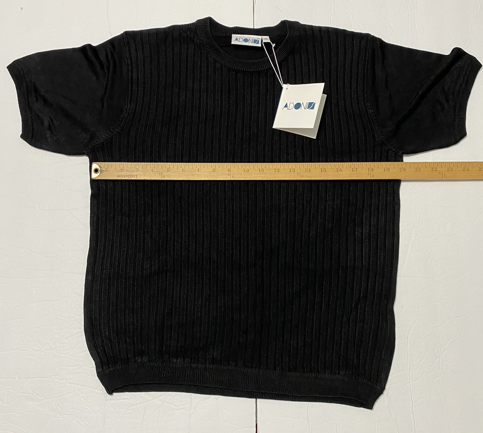 Y2K Adonis 100% Rayon Black Medium Stretch Heavy Adult Shirt SEE MEASUREMENTS gallery
