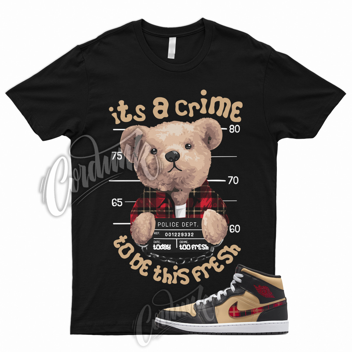 CRIME T for 1 Mid Tartan Tan Black Red Plaid Shirt To Match Low High gallery