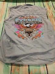 Sturgis Motorcycle Rally 2010 Mens Large Denim Cut Off Sleeves Shirt With Logo