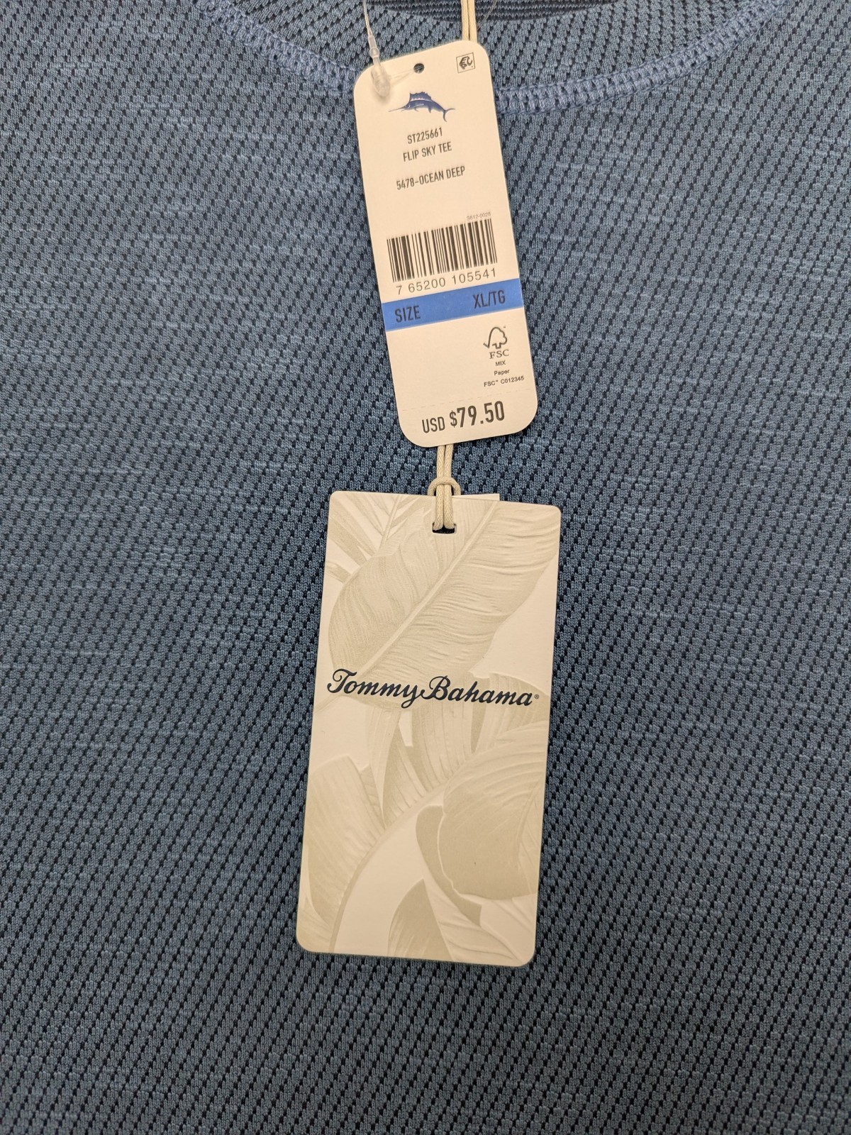 Tommy Bahama T-Shirt Mens XL Blue Flip Sky Tee SS Wicking Reversible $79 gallery