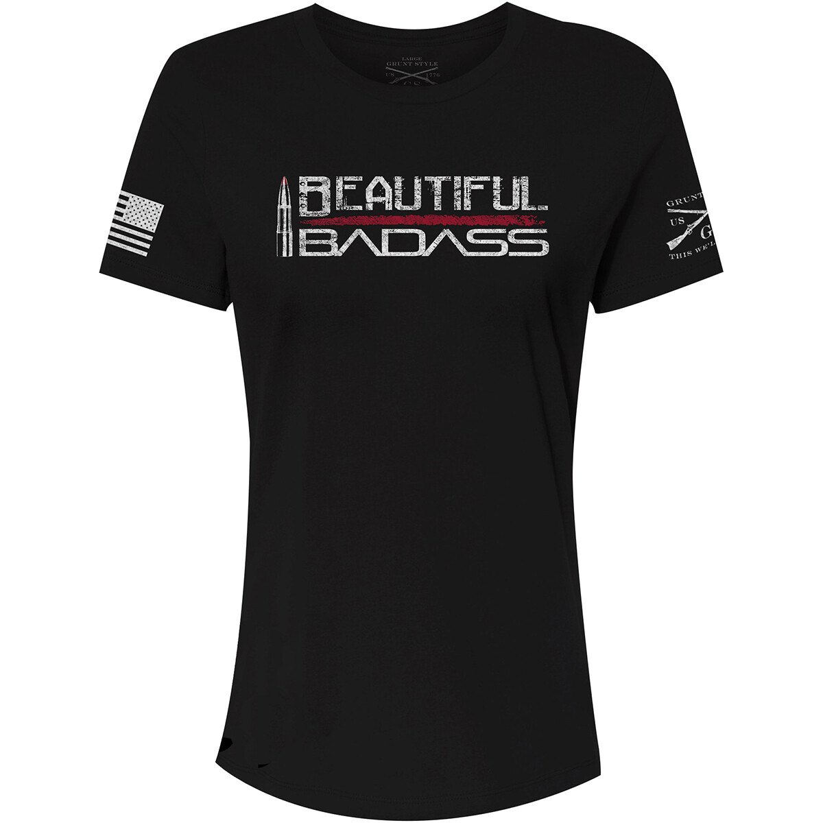 Grunt Style Women's Relaxed Fit Beautiful Badass T-Shirt - Black gallery