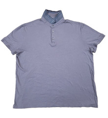 Express Short-Sleeve Henley Polo / Banded Collar Shirt Lavender – Size: XL