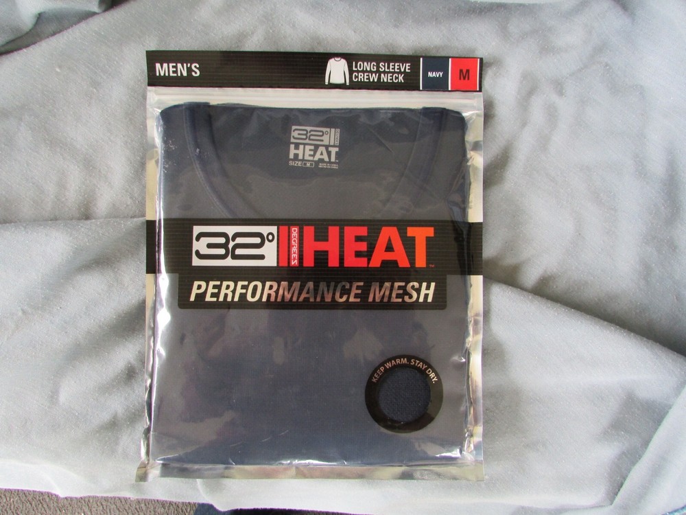 32 DEGREES HEAT PERFORMANCE Mesh Crew Neck SHIRT LS Blue size Medium Free Ship