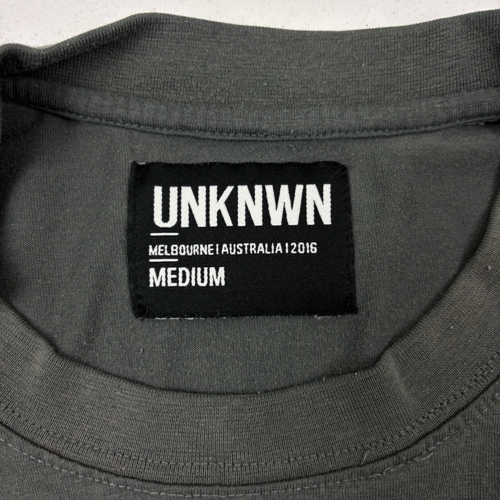 UNKNWN Melbourne Grey Embroidered Round Hem Tshirt Men’s Medium gallery