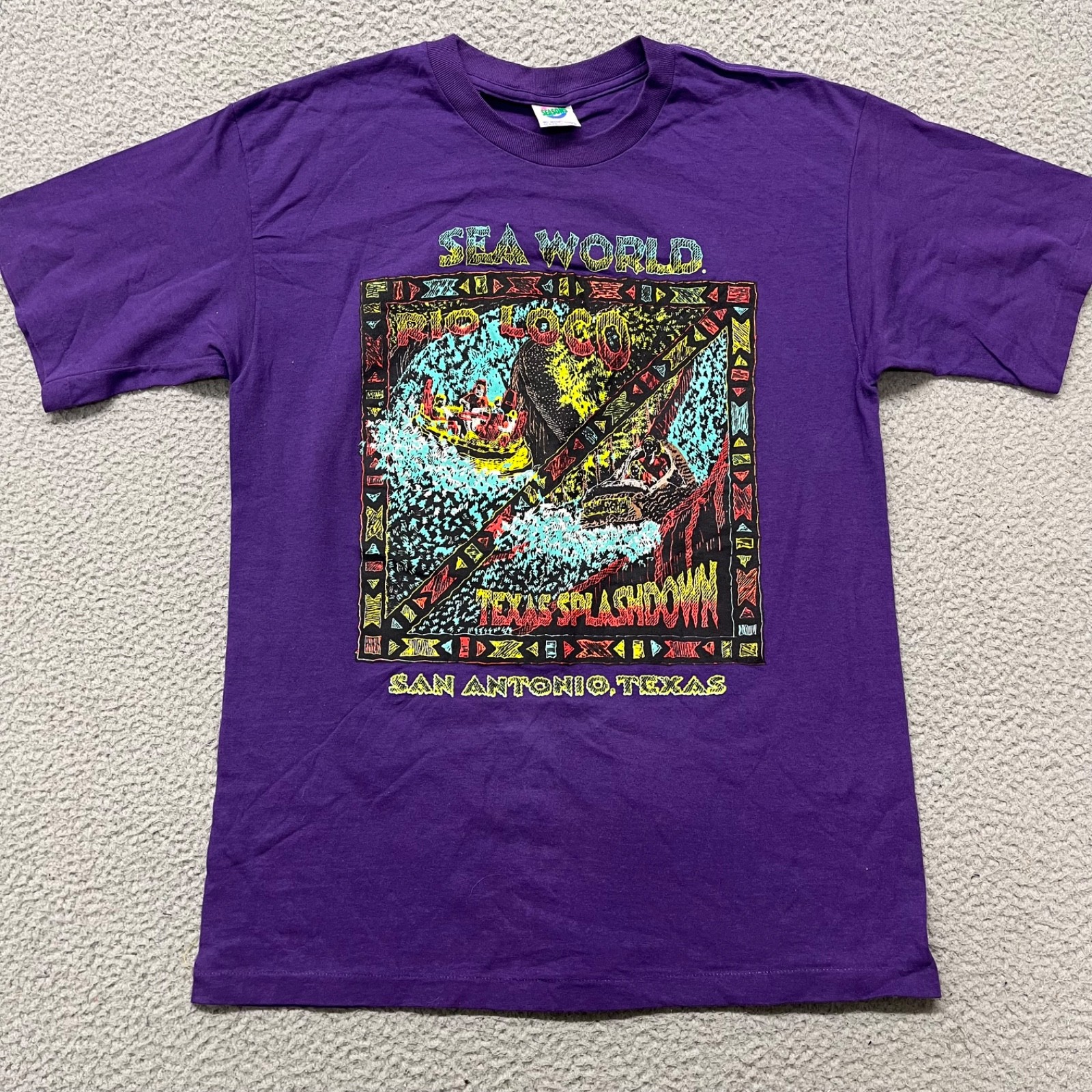 Vtg Sea World Shirt Mens L Purple San Antonio Texas Single Stitch Graphic Print