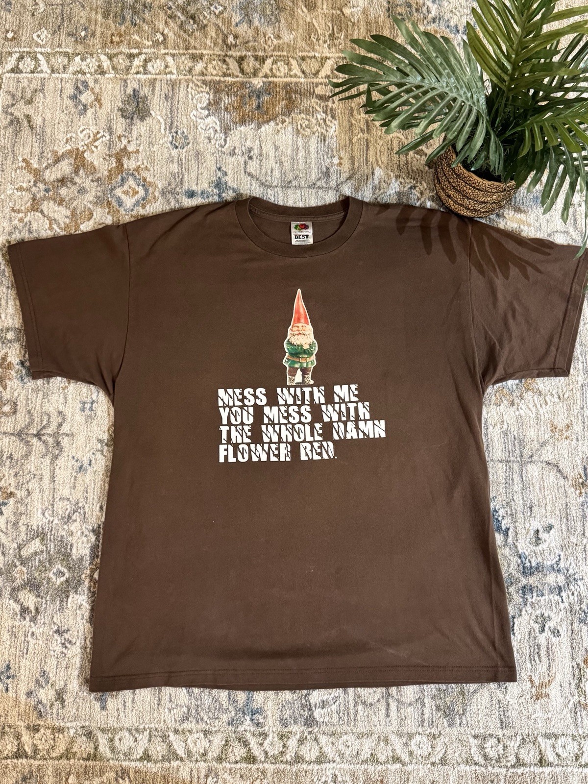 Vintage Fruit of the Loom Brown Gnome Graphic T-Shirt gallery