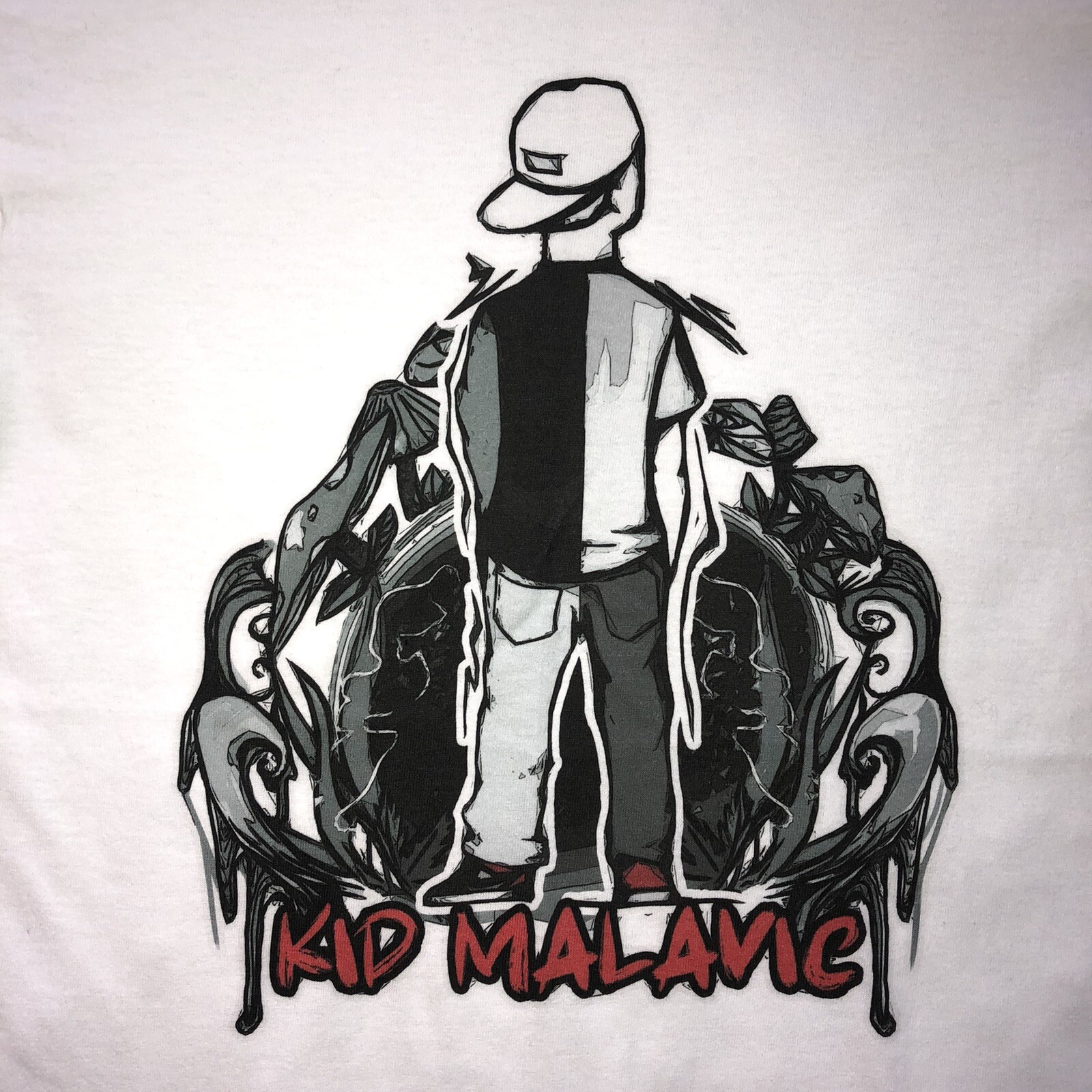 Kid Malavic Unisex Short Sleeve Backwards Hat Dark Portal White Graphic T-Shirt gallery