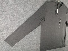 Banana Republic Men’s Large Luxe Touch Performance Tee Long Sleeve Charcoal NWT