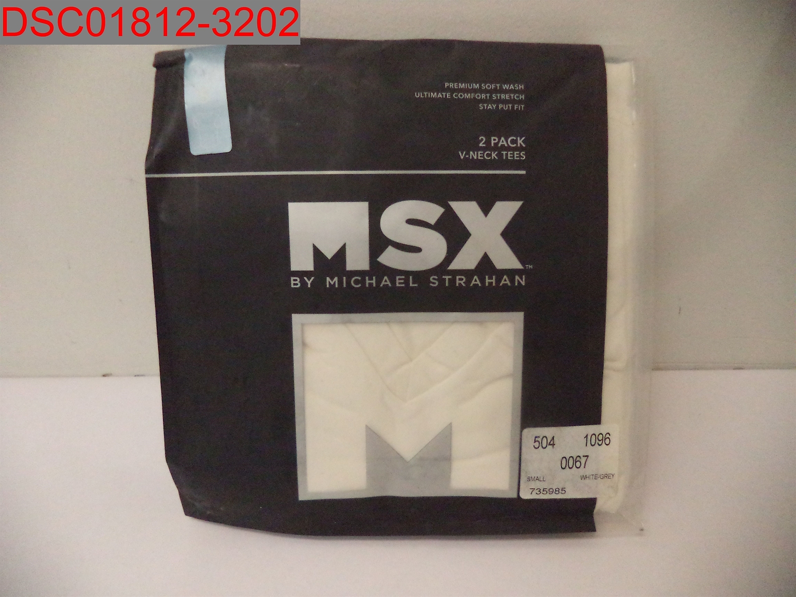 MSX By Michael Strahan Men’s White Grey 2 Pack V-Neck Shirts, Sz S 5041096010306