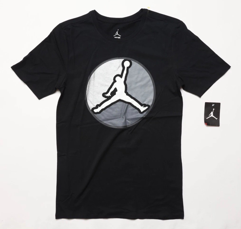 Jordan Retro 8 Jumpman Logo Mens T Shirt Size Small in Black Silver/ Grey