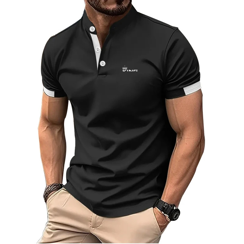 Spring Summer Men Casual Short Sleeve Stand Collar Polo T Shirt Men Sport Golf P gallery
