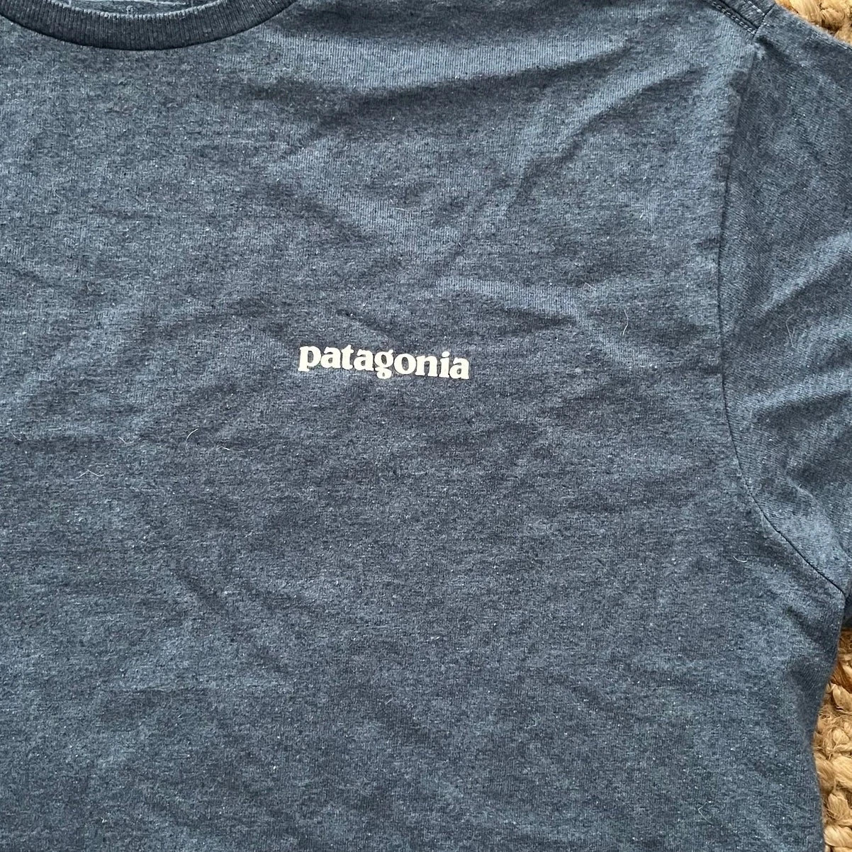 Patagonia T Shirt Mens Large Blue ResponsibiliTee Pocket Back Logo Graphic gallery