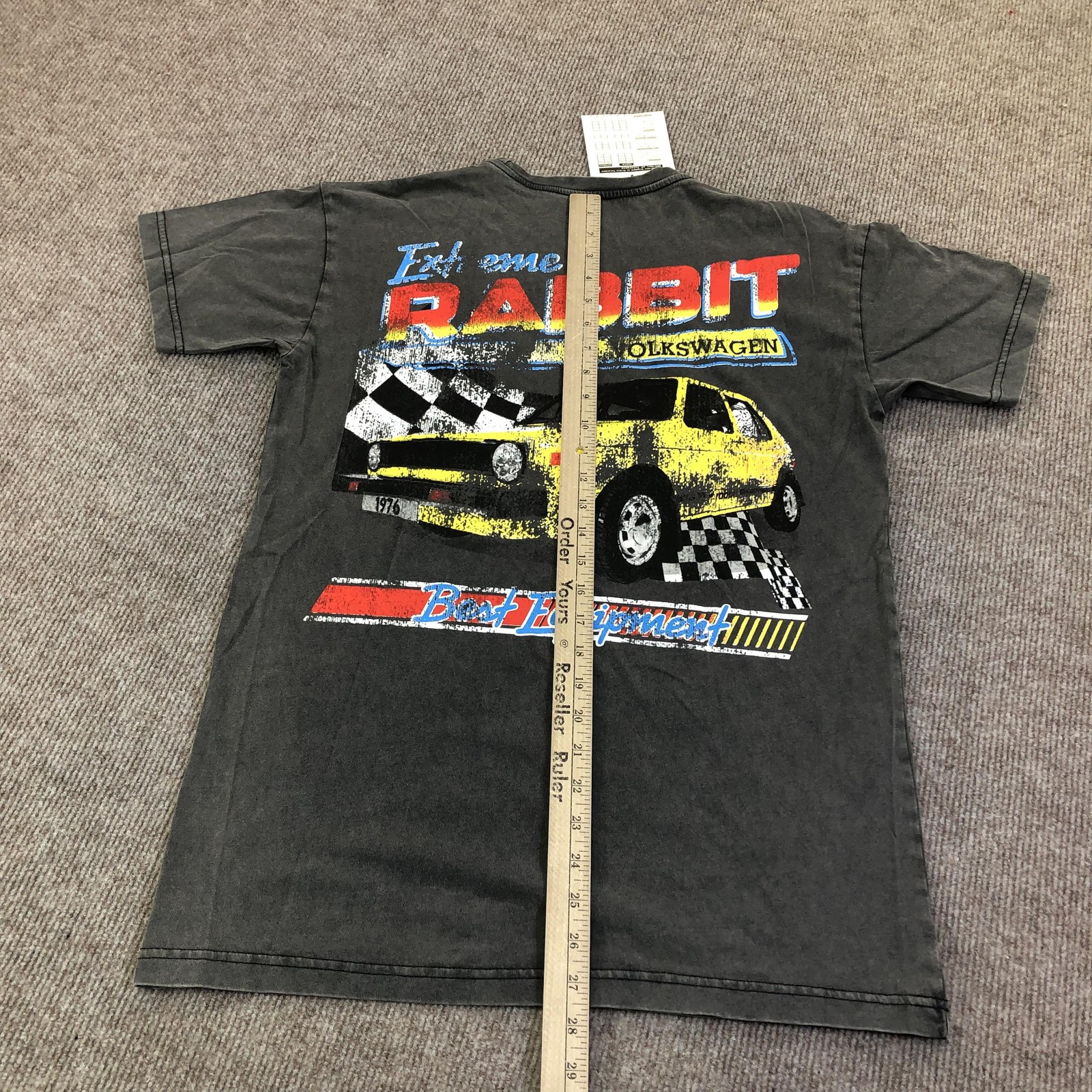 Volkswagen Shirt Mens Medium Charcoal Gray Rabbit Racing Graphic Tee Tagless VW gallery