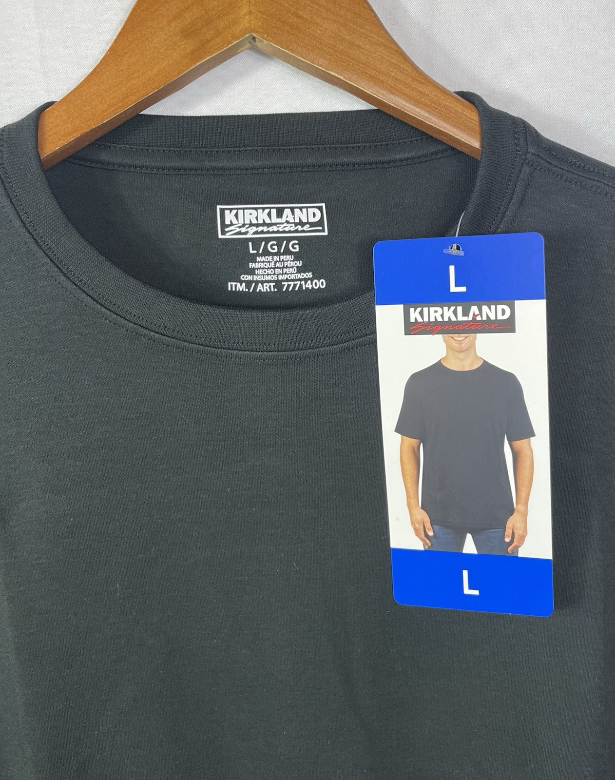 Kirkland Signature Men's Lot of (5) BLACK 100% Pima Tee Pick Size M, L, XL NWT gallery