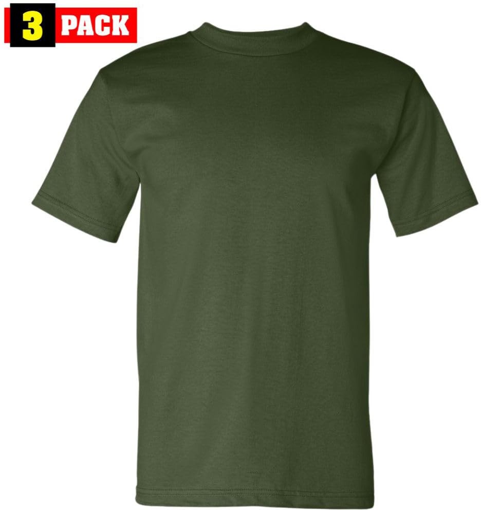 US Army Solid Color T-Shirts Made in USA 100% Cotton Heavyweight Shirts 3 Pack gallery
