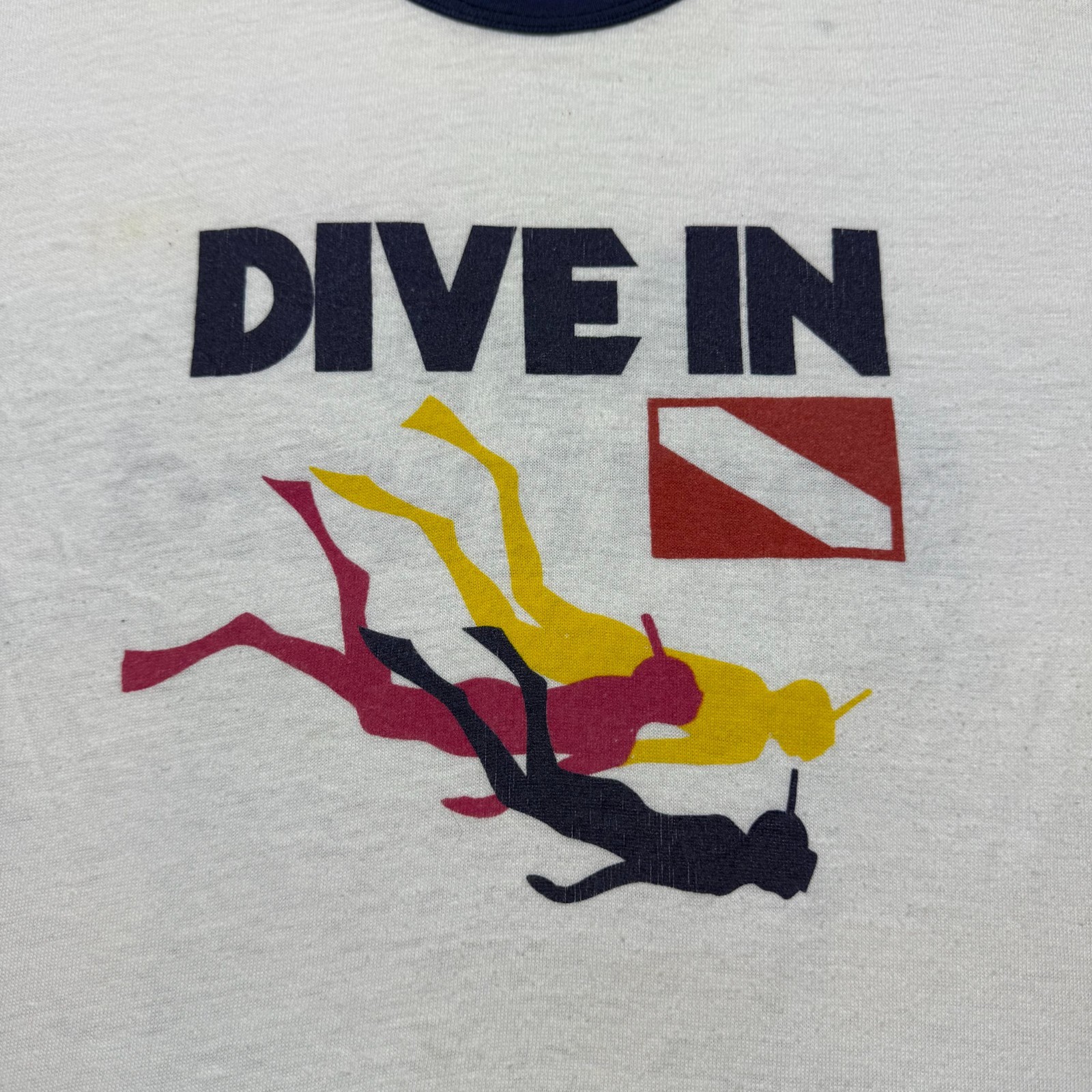 Vintage 70s Hanes Dive In Scuba Diving MS Southward Ringer T-Shirt USA - Medium gallery
