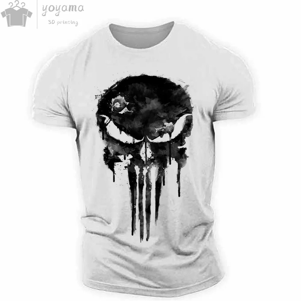 The Punisher T-Shirt Mens 3D Print Tee Military Patriotic Skull Streetwear Shirt gallery