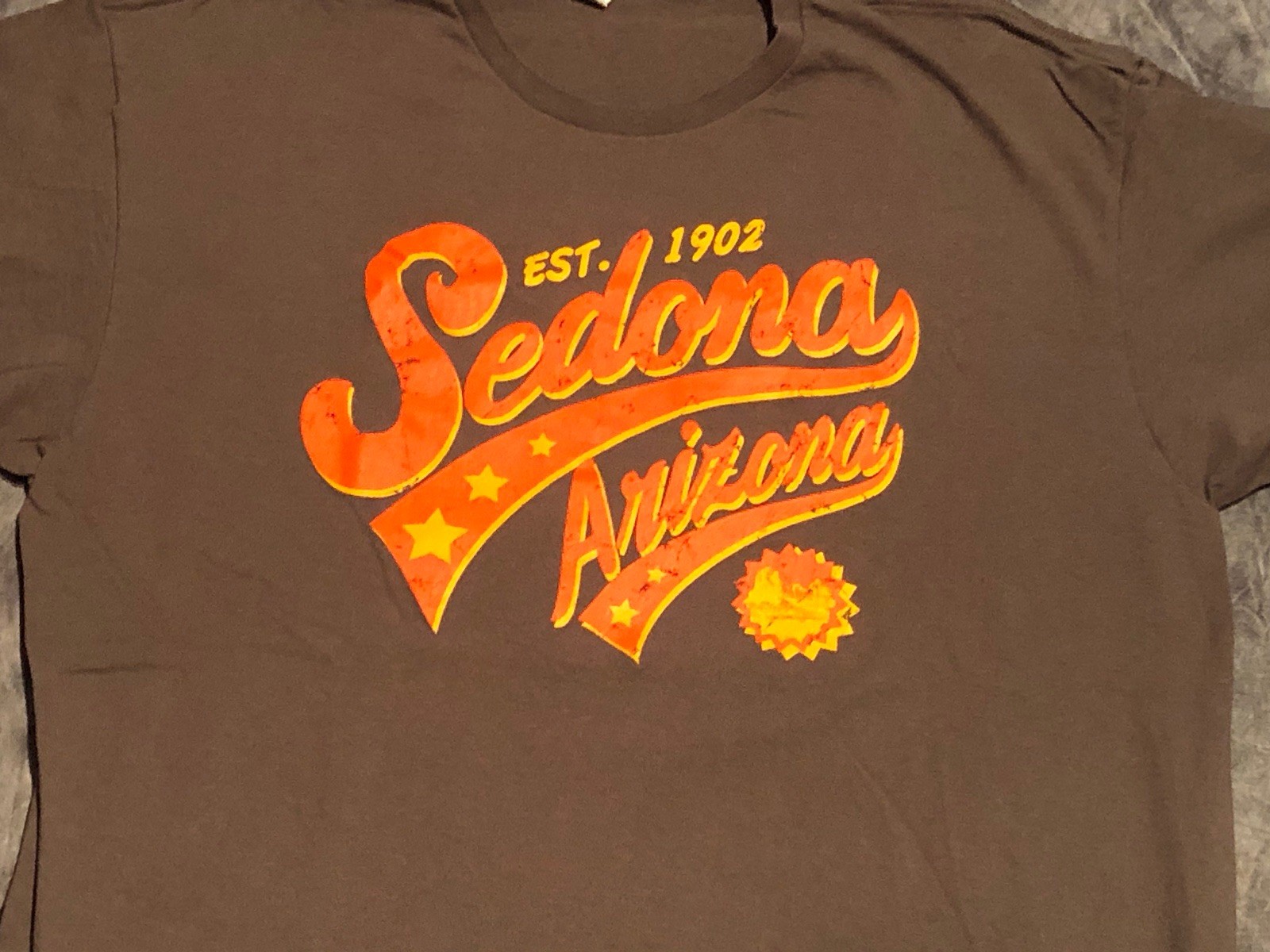 Sedona Arizona Est. 1902 T-Shirt Gray 100%!Cotton VG Size XL Orange Decal Print gallery