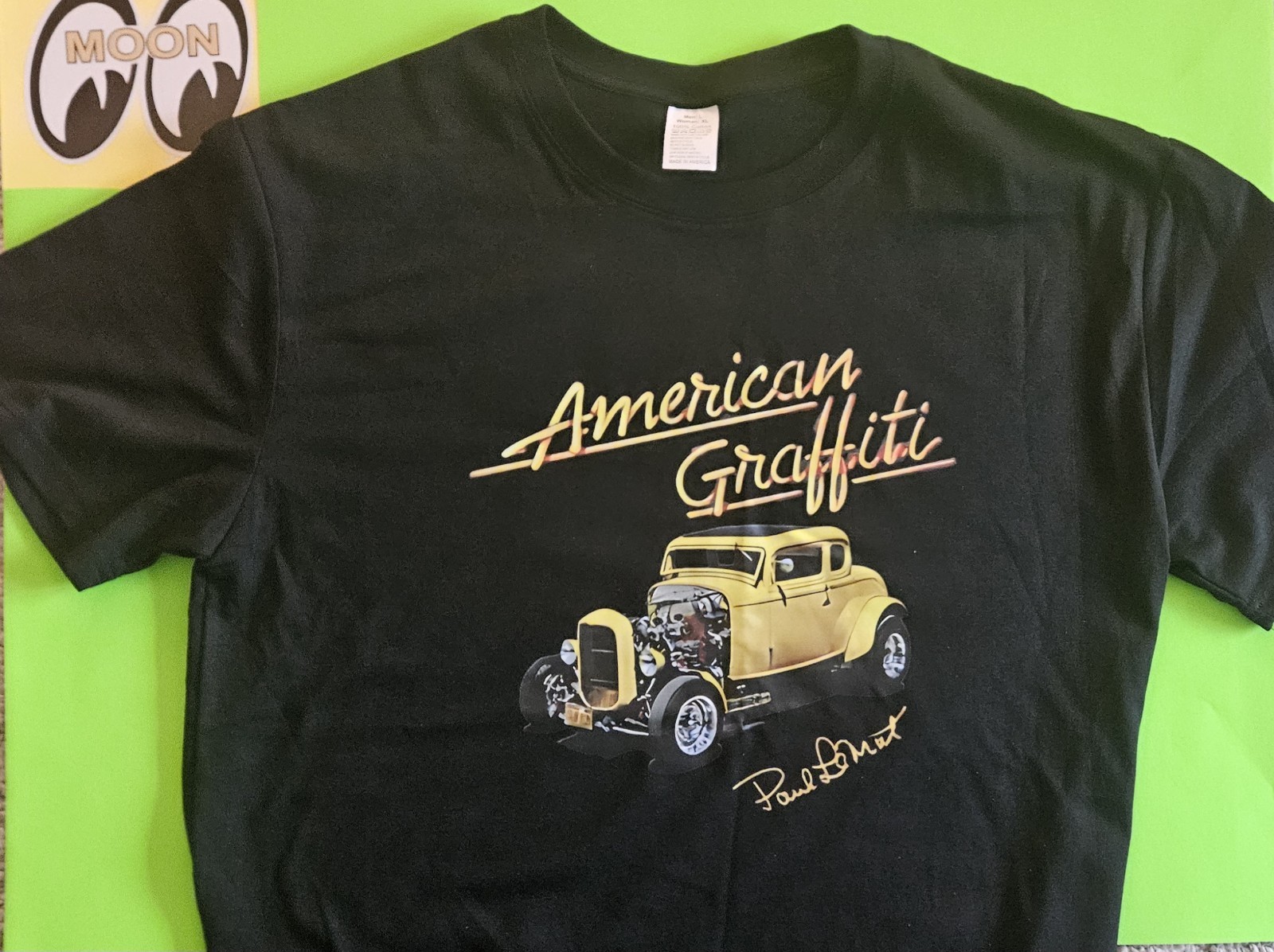 American Graffiti '32 Ford (T16A) Black Cotton T-Shirt Plus 6" Decal. gallery