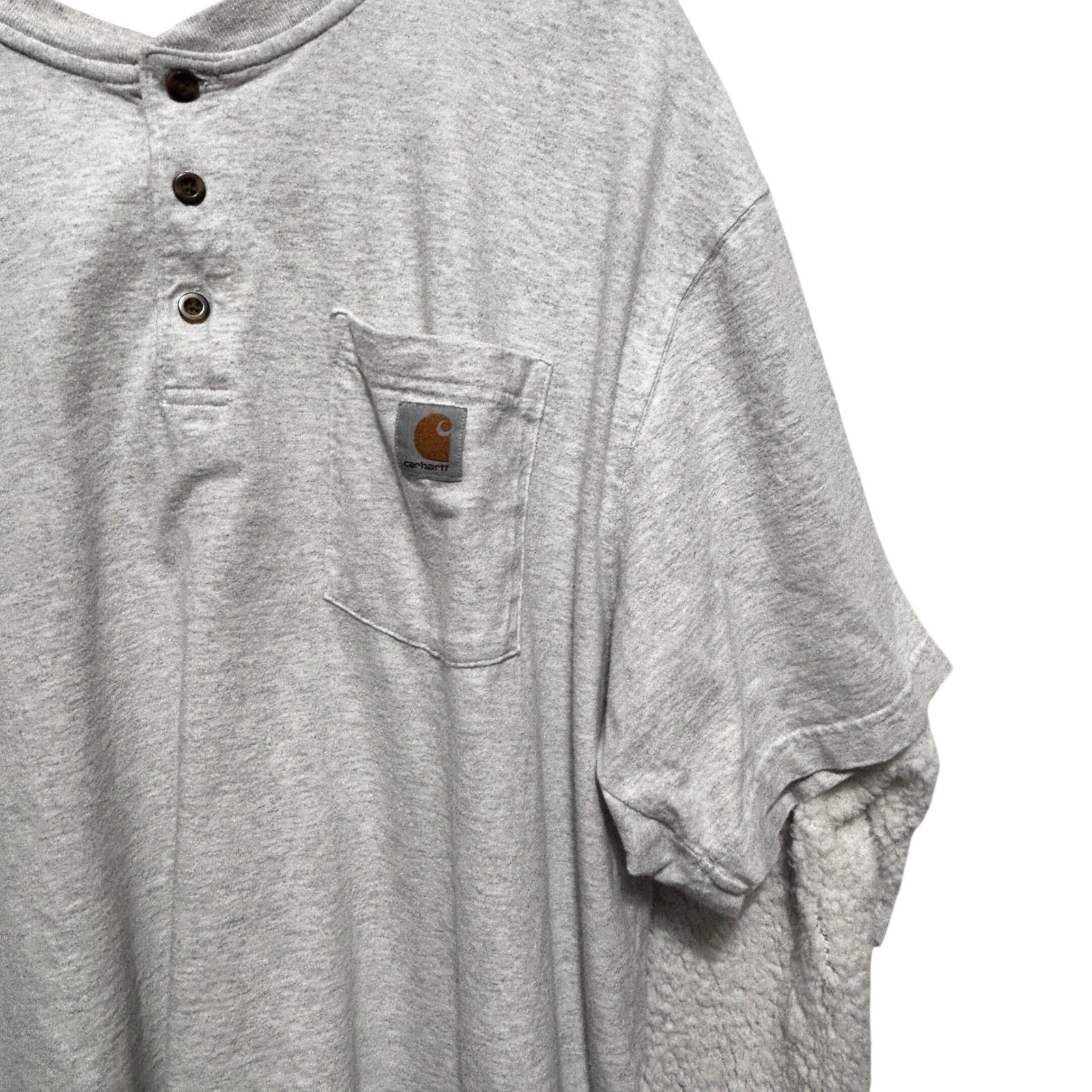 Carhartt Mens Gorpcore Workwear Henley Shirt 2XL Ash Grey Utility Pocket Tee gallery