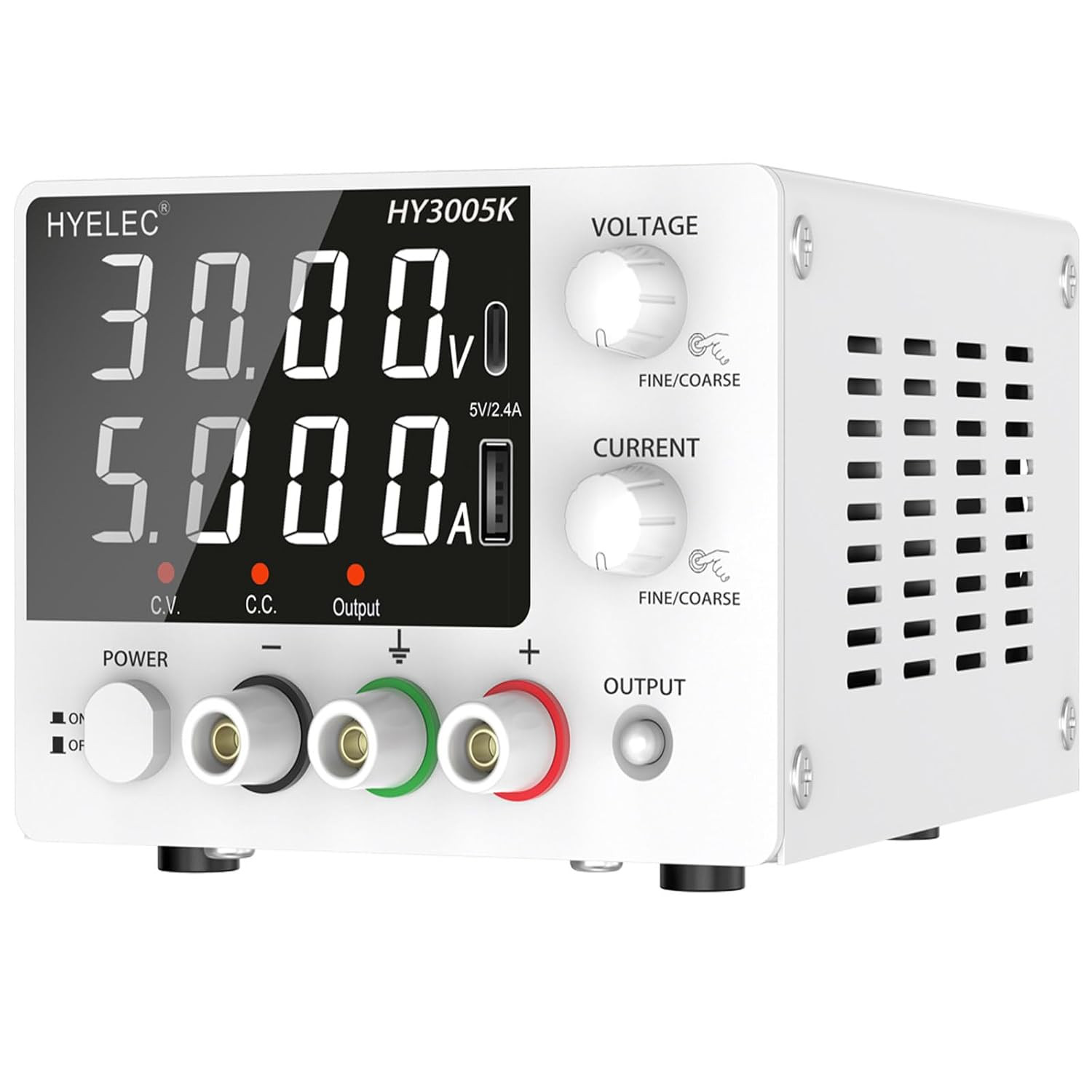 Variable DC Power Supply, 0-30V 0-5A, HYELEC Bench Power Supply with Encoder Kno
