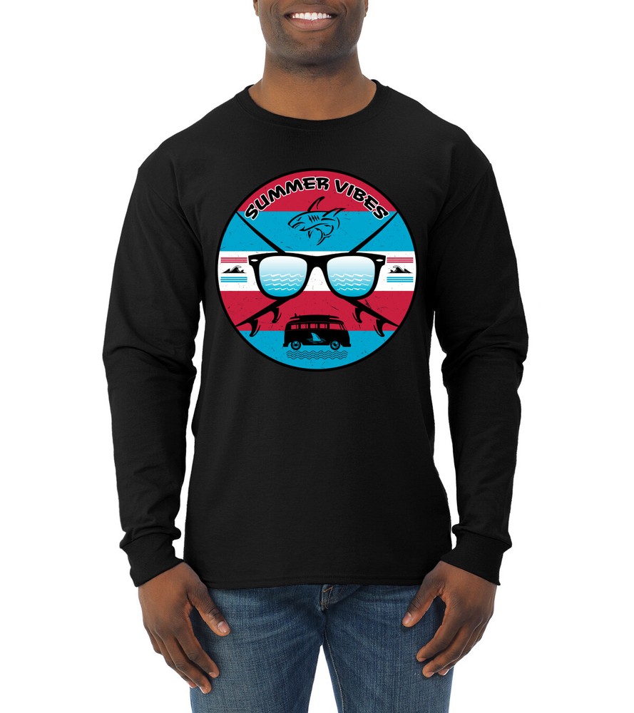 Retro Sunglass Beach Summer Vibes Outdoor Men Long Sleeve Shirt