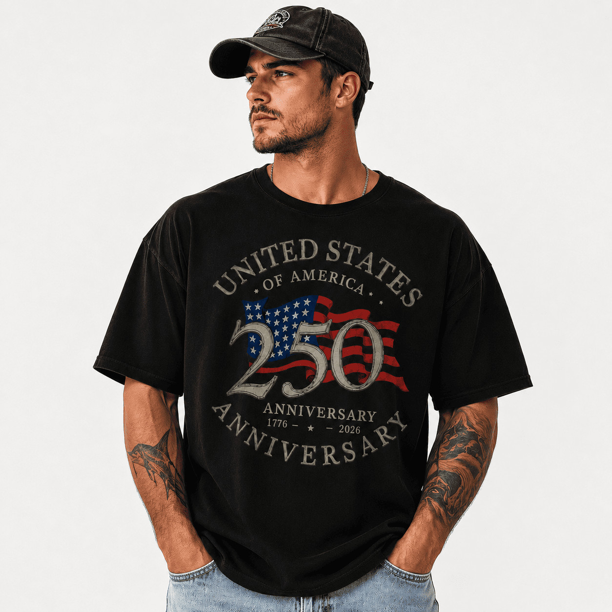 USA 250th Anniversary T Shirt 1776 2026 Flag Heritage Patriotic Graphic Tee gallery