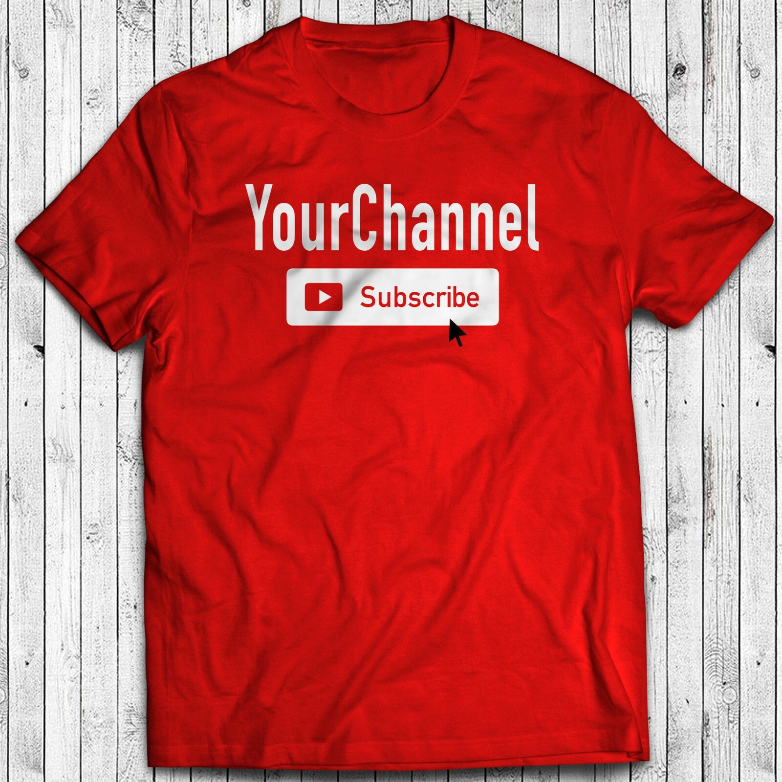 SUBSCRIBE YOUTUBE Your Channel Custom T-Shirt - Your Text Your Text - White Gray gallery