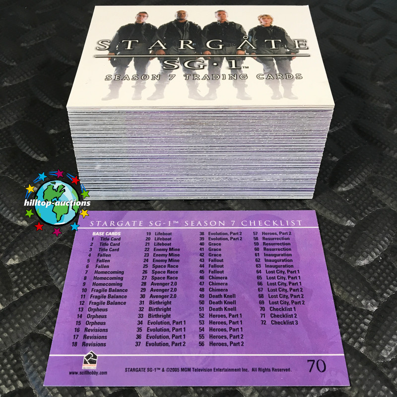 STARGATE SG-1 SEASON 7 72-CARD TV SHOW TRADING CARDS SET 2005 RITTENHOUSE ~L@@K~