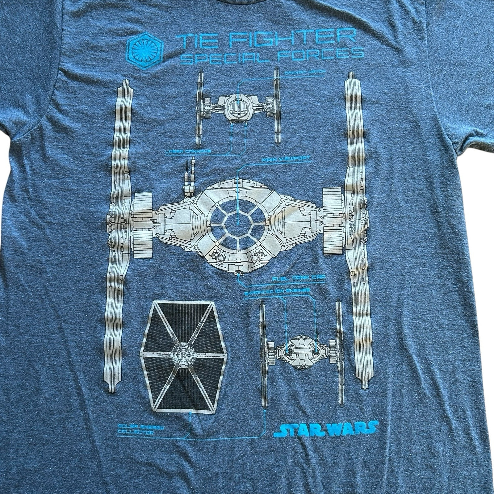 Star Wars Tie Fighter T Shirt Mens Size S Short Sleeve Blue Cotton Poly Blend gallery
