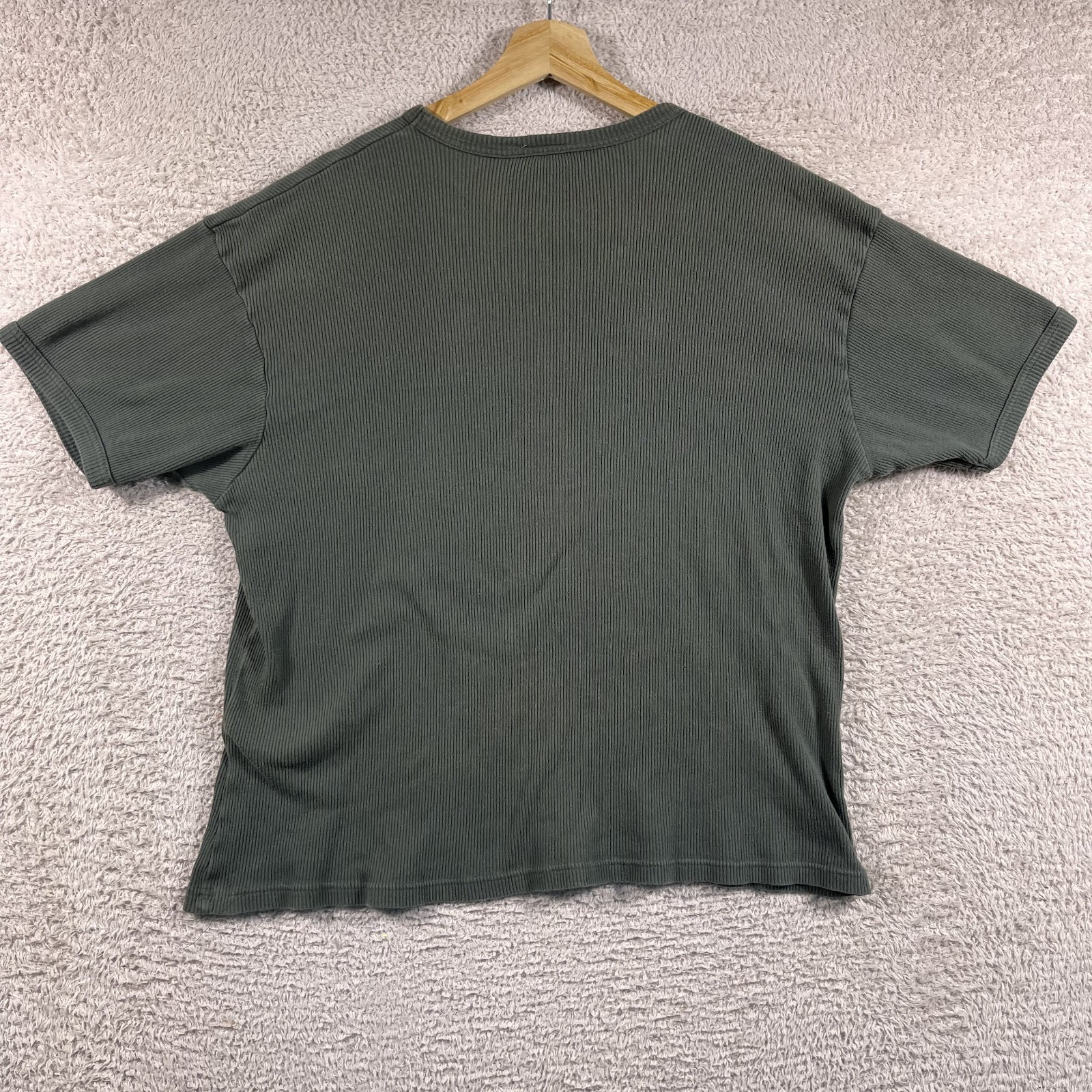 Vintage GAP Ribbed Knit T-Shirt Mens Large Green 90's Y2K Cotton Basics Blank gallery