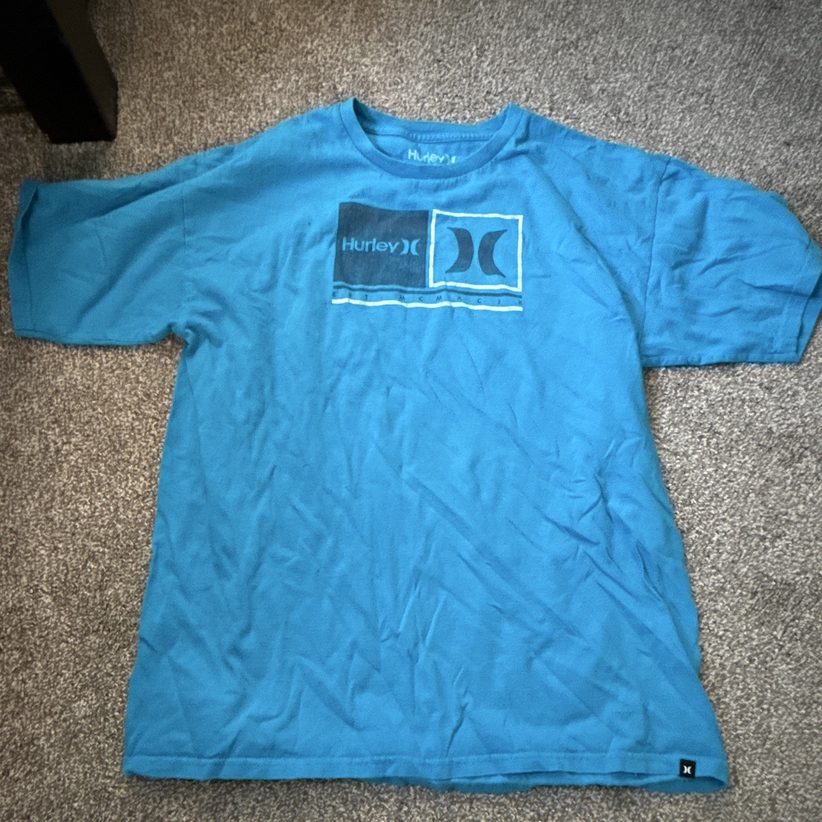 Hurley Men’s Blue Graphic Logo Short Sleeve Crew Neck T-Shirt Size M