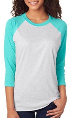 Next Level – UNISEX 3/4 Sleeve Raglan Baseball T-Shirt Tri Blend Plain Tee 6051