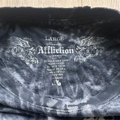 Affliction Men’s Black/Gray Skull Graphic Logo Crew Neck Double-Sided Tee L