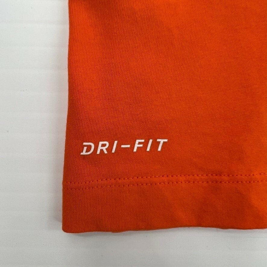 Nike Shirt Men Large Center Swoosh Spell Out Dri Fit Orange Work Party Core Ex gallery