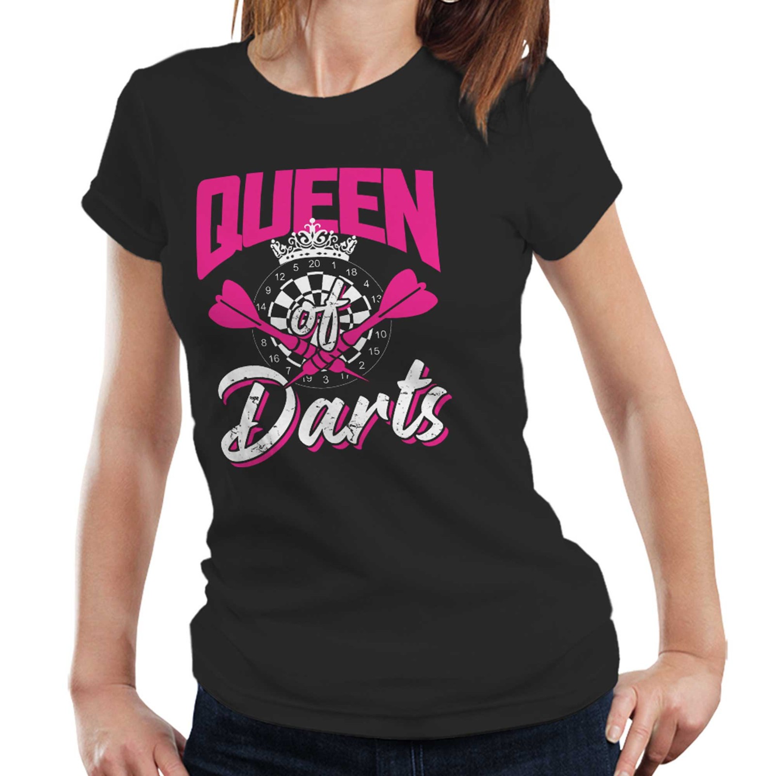 Queen Of Darts Tshirt Unisex & Semi Fitted Ladies Bullseye Oche Arrows 180 gallery