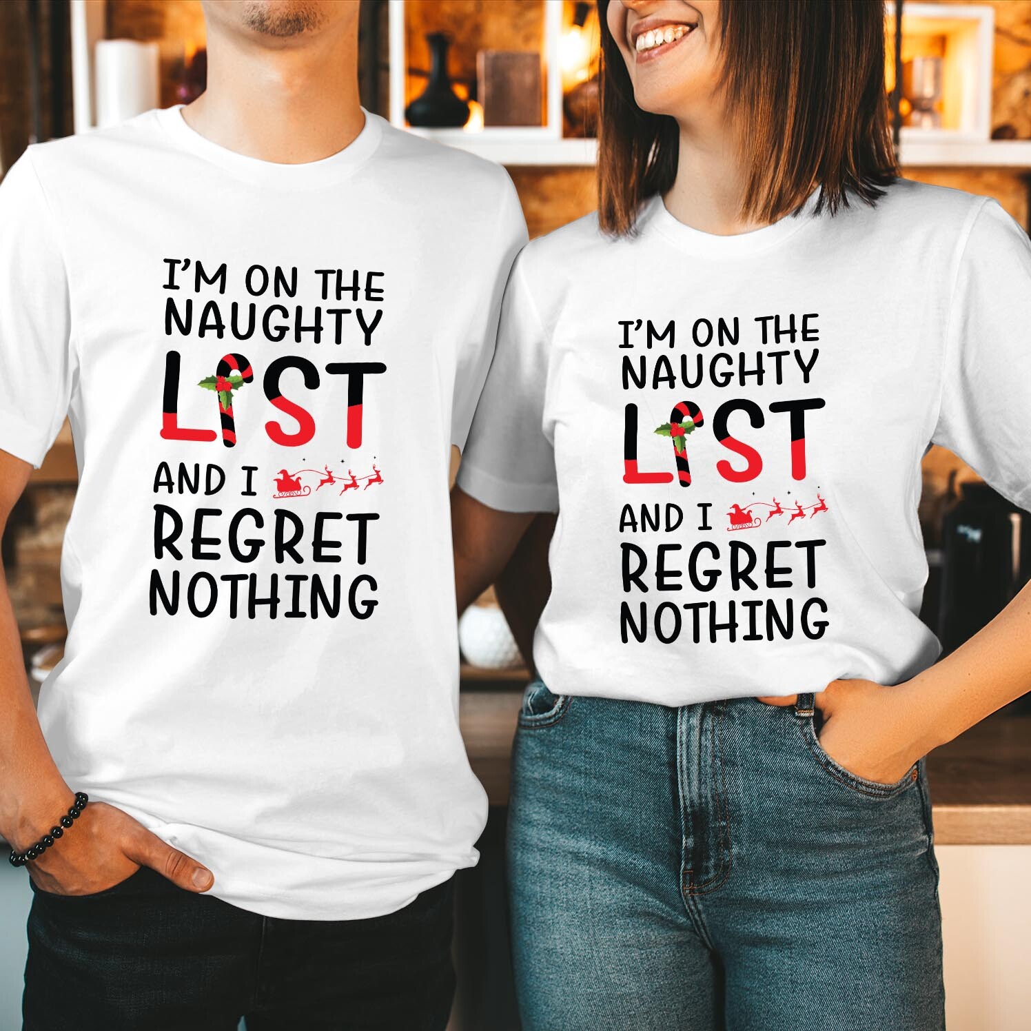 T-SHIRT (5112) I'm On The Naughty List I Regret Nothing Funny Christmas Tshirt gallery